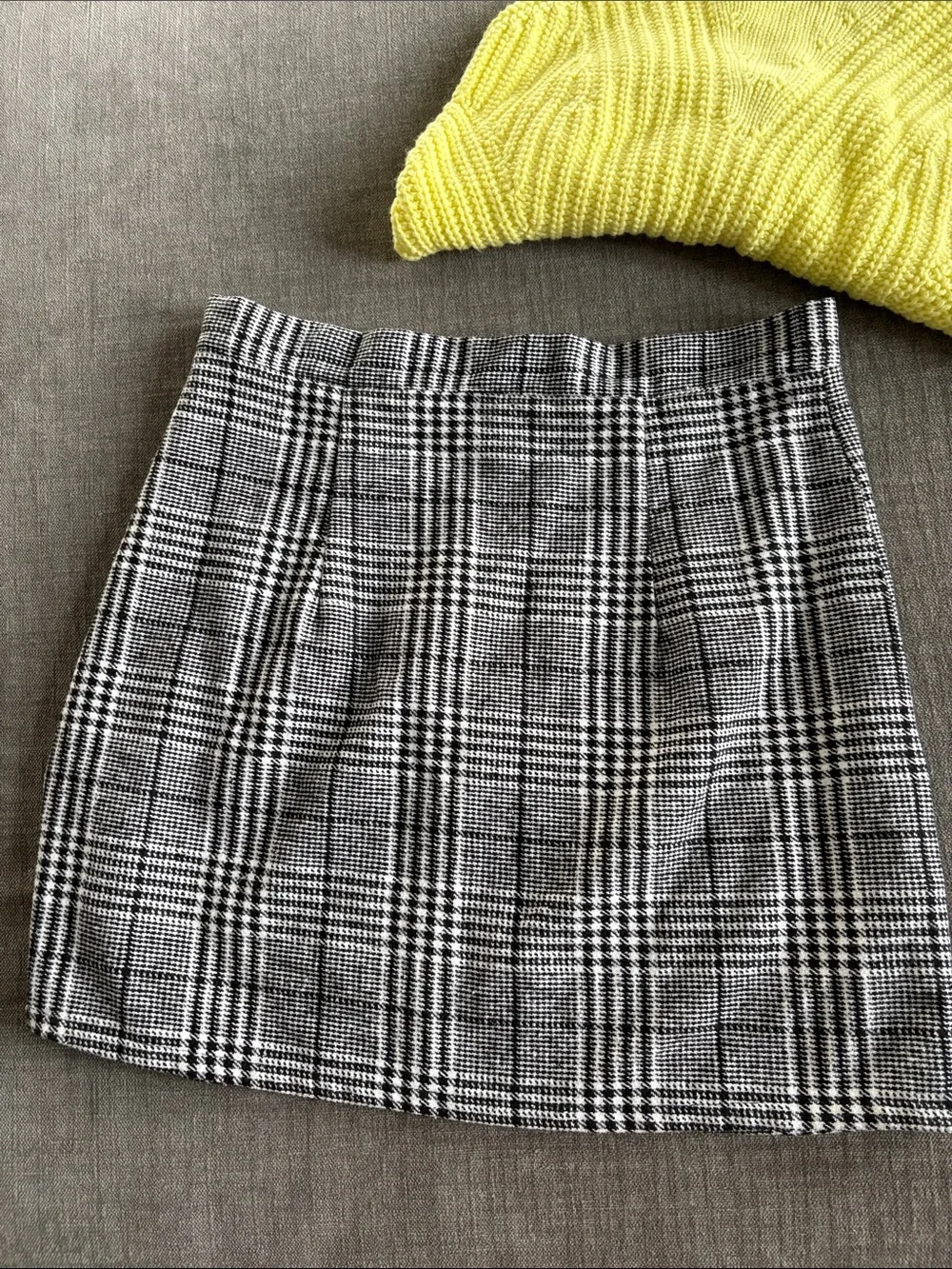 Dark Academia Plaid Mini Skirt, Preppy Checkered Cotton Skirt - Size L